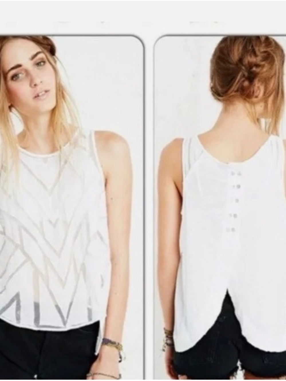 Free People White Sheer Ethereal Daze Tank Top Size Medium